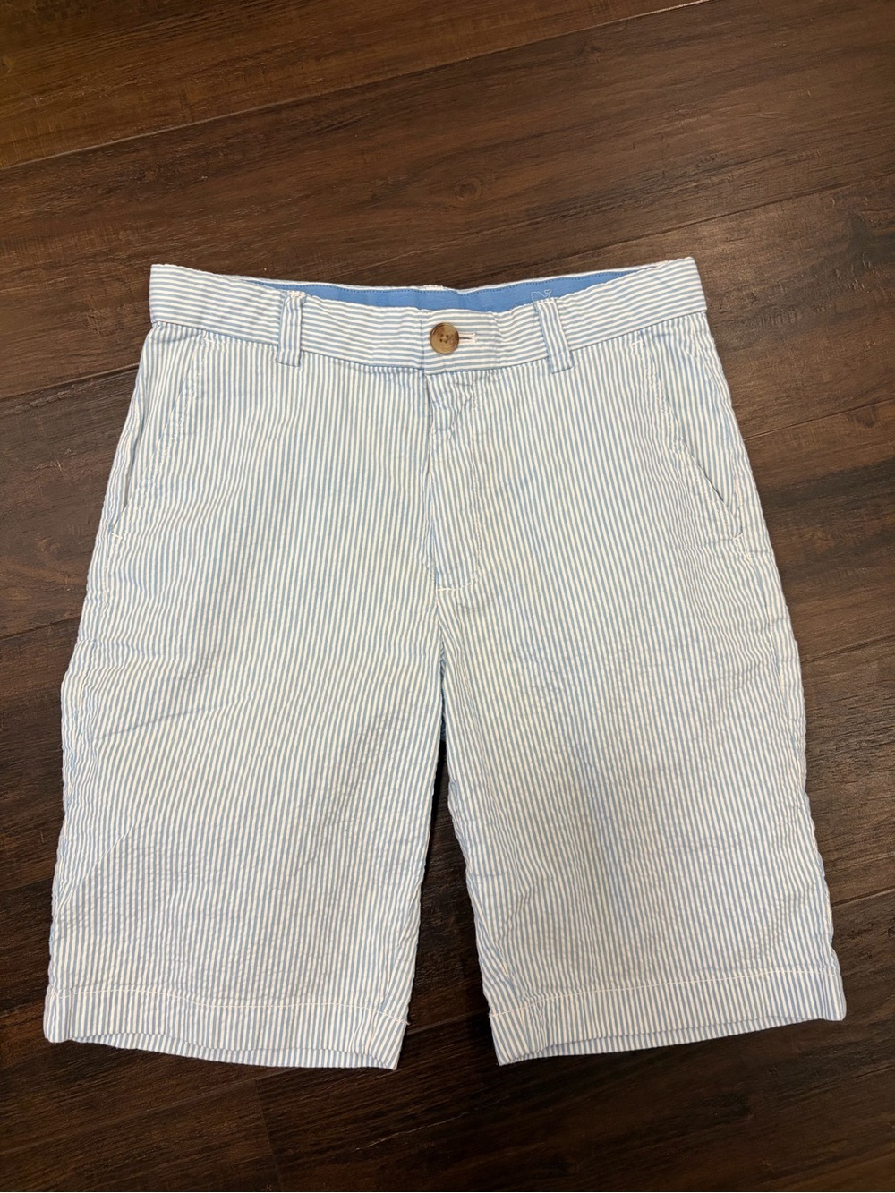Vineyard Vines Boys 14 Blue White Seersucker Shorts Preppy Summer